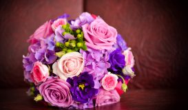Wedding bouquet with pink roses